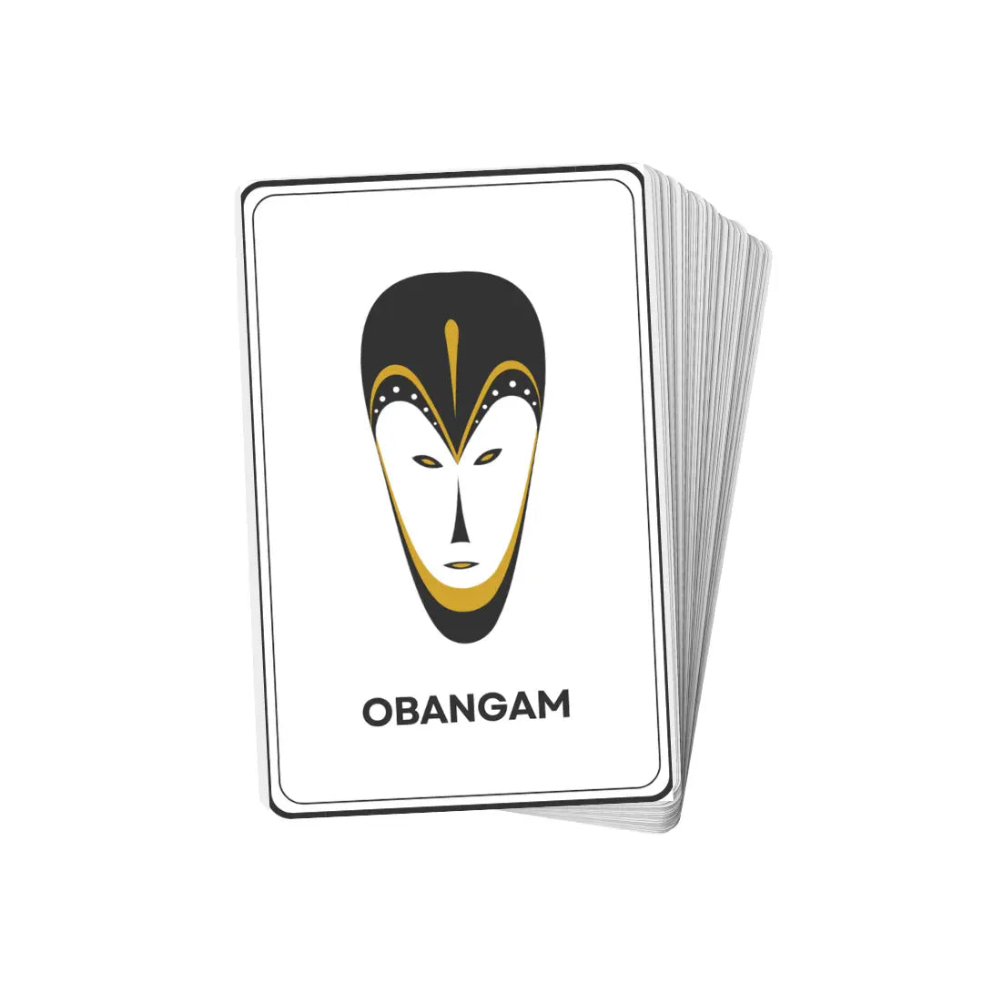 Jeu de cartes éducatif Obangam pour apprendre les bases des langues vernaculaires gabonaises.